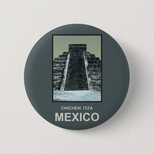 Mexico Chichen Itza Ronde Button 5,7 Cm (Voorkant)