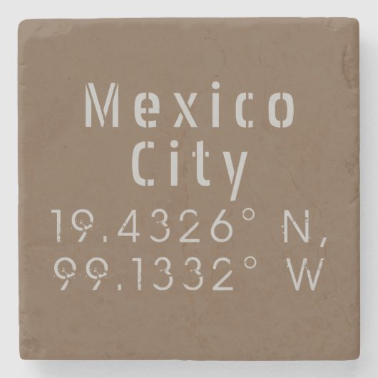 Mexico City Latitude en Lengtegraad Stenen Onderzetter (Voorkant)