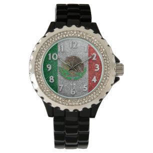Mexico City Mexicaanse vlag Bling Glitter Mode Horloge