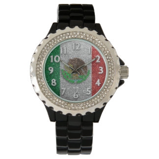 Mexico City Mexicaanse vlag Bling Glitter Mode Horloge