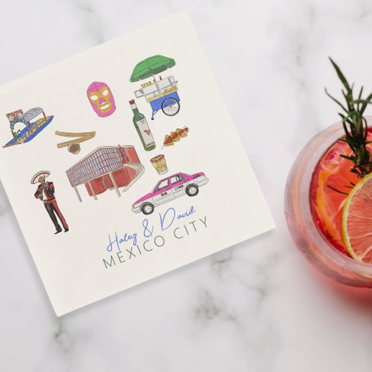 Mexico City Waterverf Bruiloft Servet