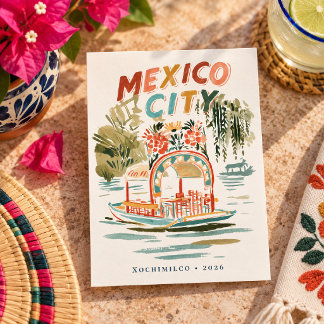 Mexico City Xochimilco Aquarel Reis Kunst Briefkaart