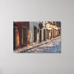 Mexico Cobblestone Street Canvas Afdruk
