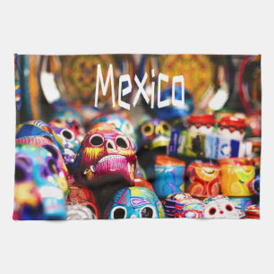 Mexico Colorful Bright skulls Theedoek