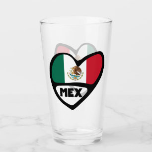 Mexico Country Code Flag Heart, MEX Glas