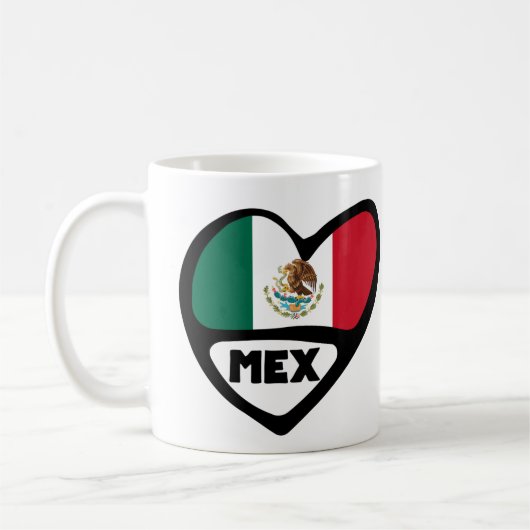 Mexico Country Code Flag Heart, MEX Koffiemok (Links)