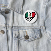 Mexico Country Code Flag Heart, MEX Ronde Button 5,7 Cm (In situ)