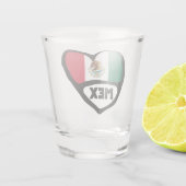 Mexico Country Code Flag Heart, MEX Shot Glas (Achterkant)