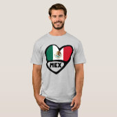 Mexico Country Code Flag Heart, MEX T-shirt (Voorkant volledig)