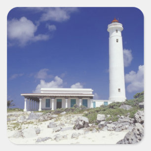 Mexico, Cozumel. Vuurtoren Punta Sur Celarain. Vierkante Sticker