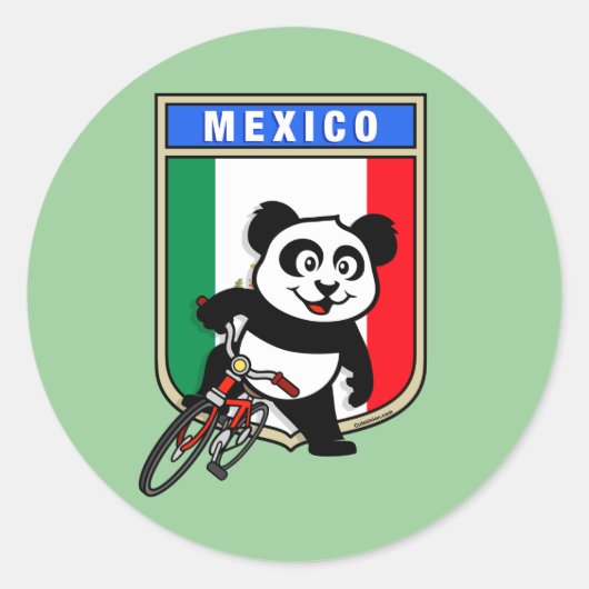 Mexico Cycling Panda Ronde Sticker (Voorkant)