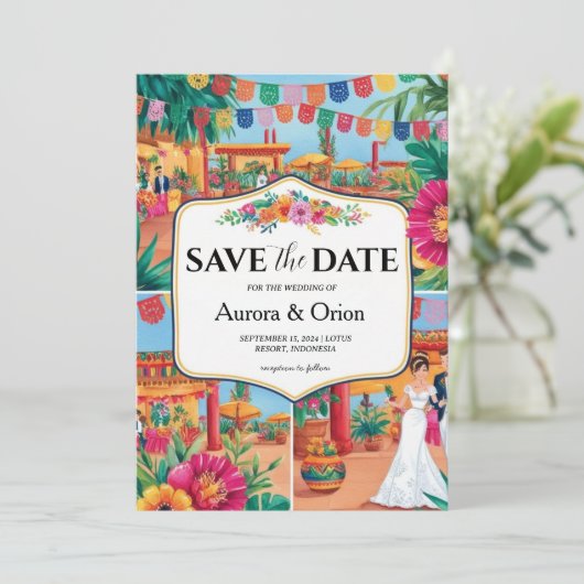 Mexico Destination Wedding Bewaar de datums Kaart (Staand voorkant)