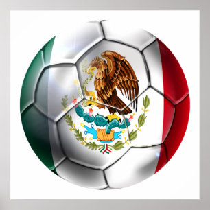 Mexico el Tri-voetbal Mexicaanse vlag Poster