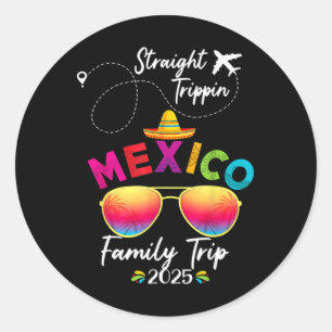 Mexico Familie Vakantie Cancun 2025 Straight Tripp Ronde Sticker