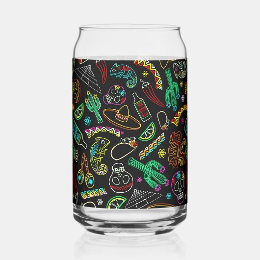 Mexico Fiesta Patroon Blikvorm Glas (Voorkant)