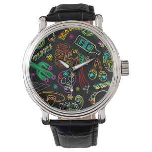 Mexico Fiesta Patroon Horloge