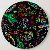 Mexico Fiesta Patroon Ronde Button 6,0 Cm (Voorkant)
