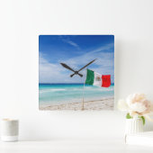 Mexico Flag Beach Vierkante Klok (Huis)