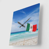Mexico Flag Beach Vierkante Klok (Hoek)