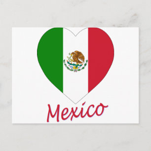 Mexico Flag Heart Briefkaart