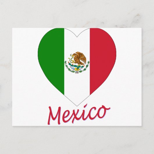 Mexico Flag Heart Briefkaart (Voorkant)