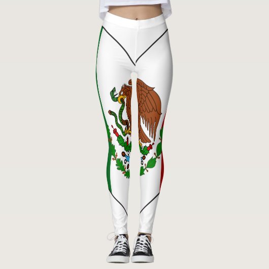 Mexico Flag Heart Leggings (Voorkant)