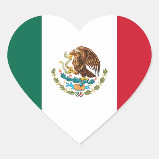 Mexico Flag Heart Sticker (Voorkant)