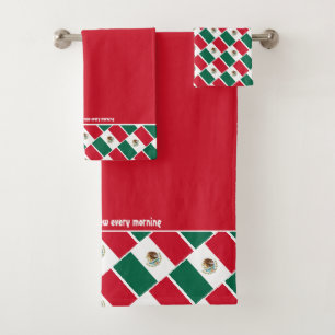 MEXICO FLAG Persoonlijke scripts RED Bad Handdoek