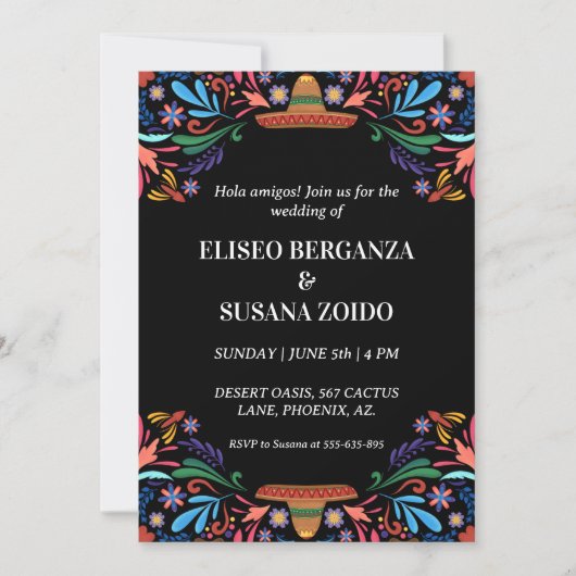 Mexico Floral Mexicaanse bruiloft uitnodigingen (Voorkant)