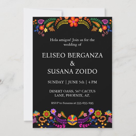 mexico floral mexicaine invitations de mariage (Devant)