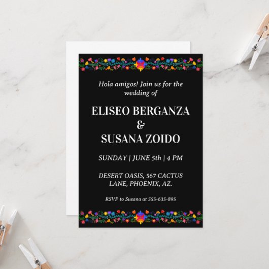 mexico floral mexicaine invitations de mariage (Devant/Arrière en situation)