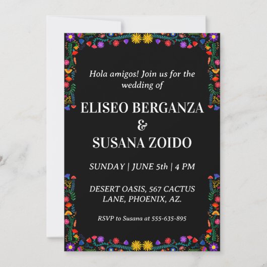 mexico floral mexicaine invitations de mariage (Devant)