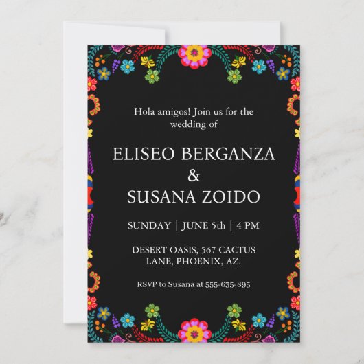 mexico floral mexicaine invitations de mariage (Devant)