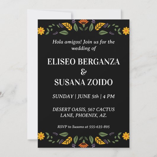 mexico floral mexicaine invitations de mariage (Devant)