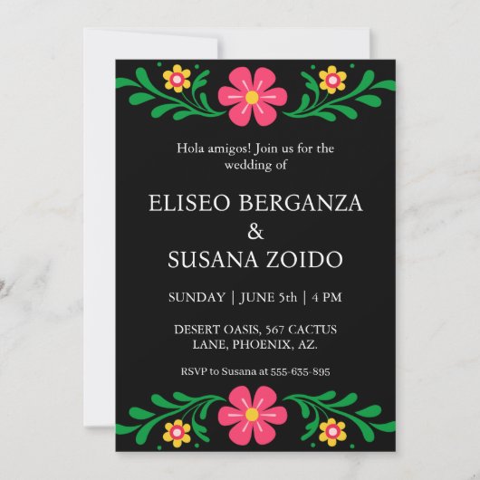 mexico floral mexicaine invitations de mariage (Devant)