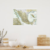 "Mexico: Gedetailleerde kaart van 1916 ... Poster (Keuken)