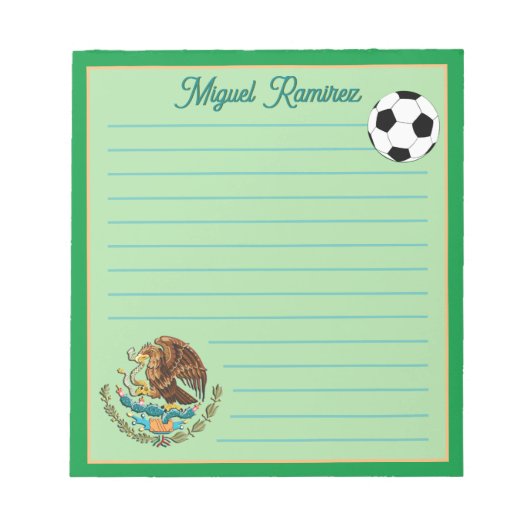 Mexico gepersonaliseerd Voetbal, naam, gevoerd Notitieblok (Voorkant)