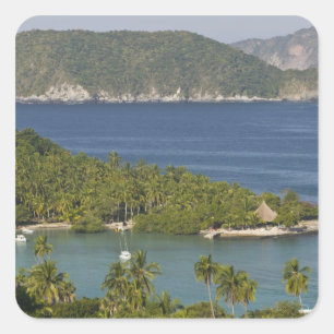 Mexico, Guerrero, Zihuatanejo. Playa Las Gatas- Vierkante Sticker