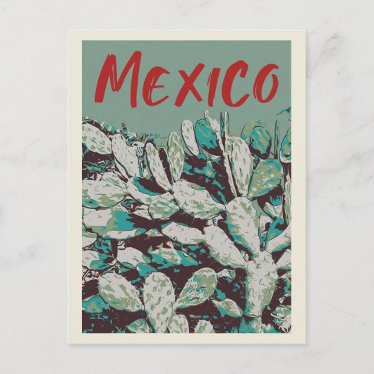 Mexico, het iconisch Briefkaart van Opuntia Cactus (Voorkant)