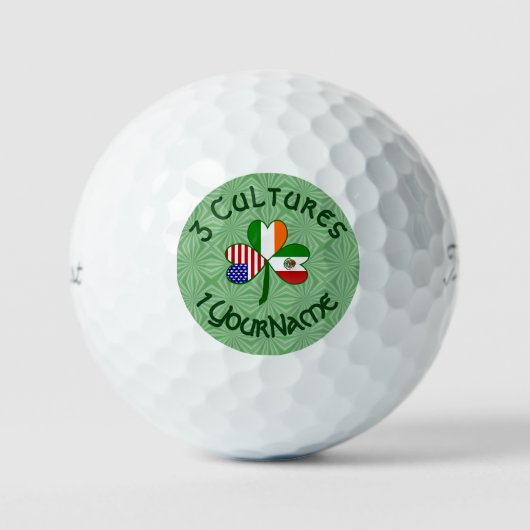 Mexico Ierland USA Shamrock Flag Golfballen (Voorkant)