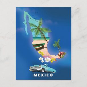 Mexico kaart illustratie reisposter.