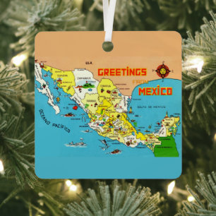 Mexico Kaart Metalen Ornament