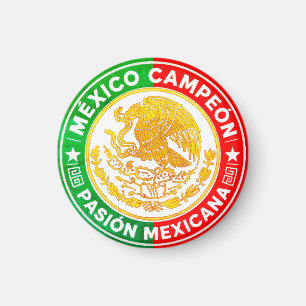 Mexico Kampioen Vlagkleuren Grafisch Wapen Rond Magneet