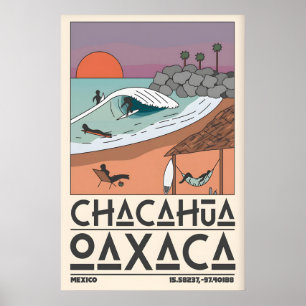 Mexico Kust Kunstprint Chacahua Surfsceen Poster
