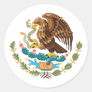 Mexico land coat wapensymbool embleem adelaar ronde sticker
