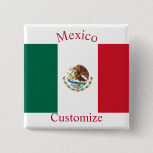 Mexico Land Vlag Thunder_Cove Vierkante Button 5,1 Cm