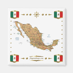 Mexico Map + Flags Magnet Magneet