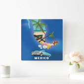 Mexico Map Illustration reisposter. Vierkante Klok (Huis)