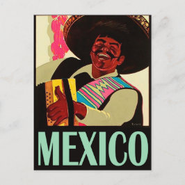 Mexico, Mexicaan speelt accordeon, vintage Briefkaart