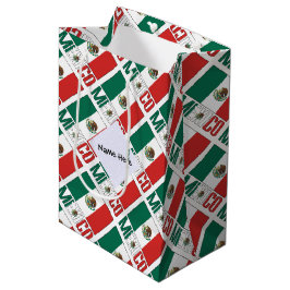 Mexico Mexicaanse vlag betegeld gepersonaliseerd Medium Cadeauzakje
